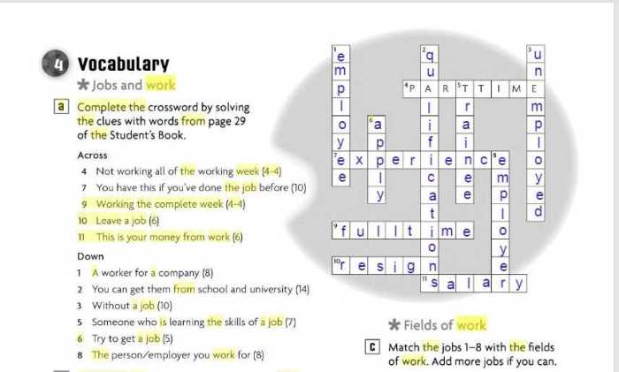 Employment and career readiness crossword answer key